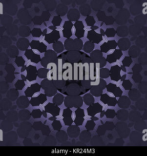 Géométrique abstrait arrière-plan foncé. transparente Gradient orné ornement en cercle, tons violet, noir brillant, centrée et flou. Banque D'Images