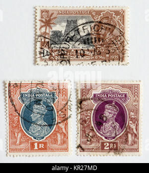 Vieux timbres de 1935 de l'Inde Banque D'Images