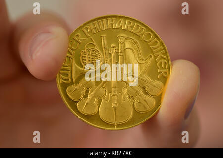 1 once, membre d'un orchestre philharmonique, golden coins, 1 Unze, Wiener Philharmoniker, Goldmuenze Banque D'Images