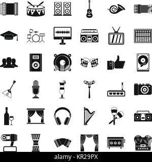 Chanson icons set, le style simple Illustration de Vecteur