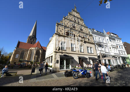 Nouvelle ville citadin de ville, L ?l'bberstrasse, Herford, Rhénanie du Nord-Westphalie, Allemagne, Neustaedter Rathaus, Luebberstrasse, Nordrhein-Westfalen, Deutsch Banque D'Images