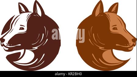 Logo chien ou l'étiquette. Chiot, animal, animal symbole. Vector illustration Illustration de Vecteur