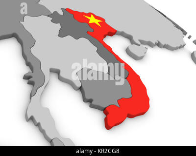 Vietnam le globe avec drapeau Banque D'Images
