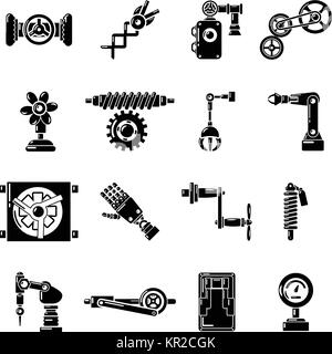 Mécanismes techniques icons set, le style simple Illustration de Vecteur