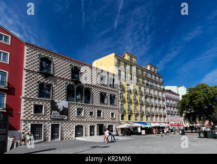 Lisbonne, Portugal, le 7 août 2017 : Casa dos Bicos, une maison historique, construite au début du xvie siècle avec une façade à pointes de crampons, influencé par elle Banque D'Images