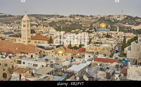 Vieille ville de Jérusalem de la Tour de David, Israël Banque D'Images