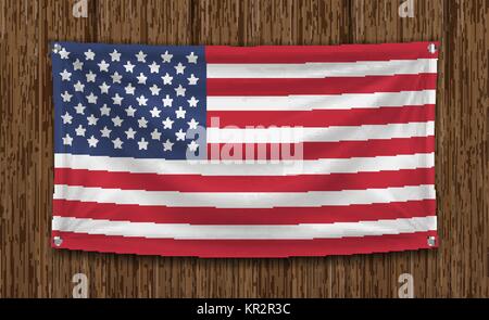 Du vrai nord drapeau sur mur bois board Illustration de Vecteur