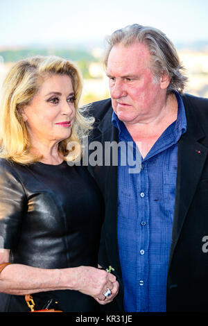 Angouleme (ouest France). 2017/08/25 Dixième édition du Festival du Film Francophone 2017 (FFA). Catherine Deneuve et Gérard Depardieu ici à p Banque D'Images