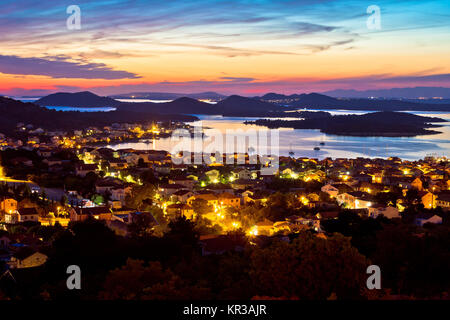 L'archipel de l'Adriatique au coucher du soleil de l''île de Murter Banque D'Images
