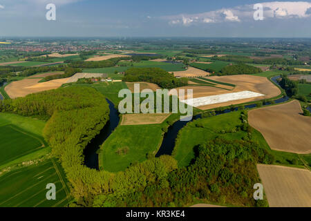 Olfen, Euskirchen, méandre, Lippe, méandre de la rivière sinueuse, réserve naturelle, Lippeauen, Lippe, bien sûr, du Münsterland, Datteln Nordrhein-westfalen, Allemagne Banque D'Images