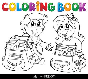 Livre de coloriage pour les enfants de l'école thème 3 Banque D'Images