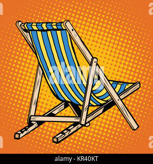 Chaise longue chaise longue plage bleu rayures Banque D'Images