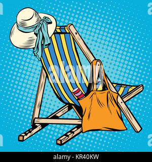 Chaise de plage avec des choses que les femmes Banque D'Images