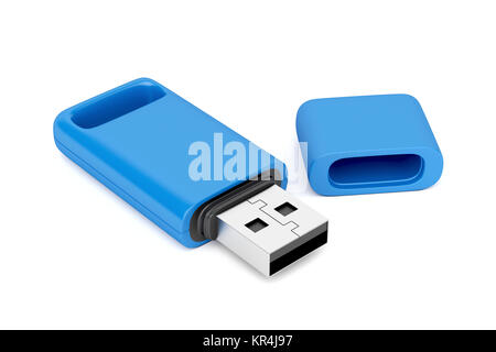 Lecteur flash usb bleu Banque D'Images