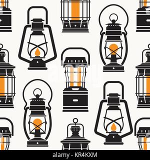 Étiquettes Vintage Camping Lantern Illustration de Vecteur