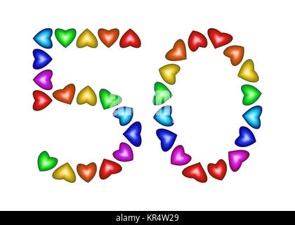 Numéro 50 a fait des coeurs multicolores Banque D'Images