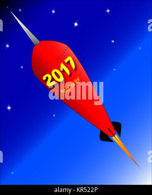 Bonne Année 2017 Rocket Banque D'Images