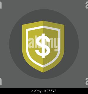 La protection à l'icône de l'argent Dollar Sign Security Concept Illustration de Vecteur
