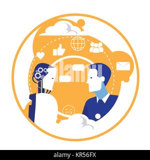 Les droits de l'homme d'affaires et de la technologie du robot Robotsc Automation Concept Artficial Intelligence Illustration de Vecteur