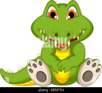 Funny cartoon crocodile assis Banque D'Images