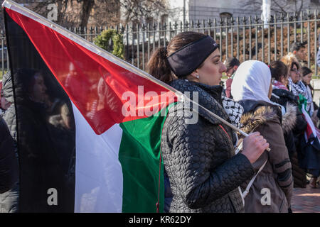 Décembre 17, 2018, Boston (Massachusetts). Les militants de la paix de protestation contre le président de l'emporter sur la reconnaissance de Jérusalem comme capitale d'Israël. Credit : Julien Kouame/Alamy Live News Banque D'Images