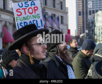 Décembre 17, 2018, Boston (Massachusetts). Les militants de la paix de protestation contre le président de l'emporter sur la reconnaissance de Jérusalem comme capitale d'Israël. Credit : Julien Kouame/Alamy Live News Banque D'Images