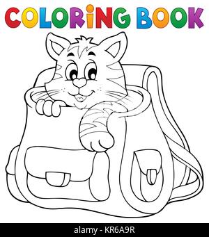 Livre de coloriage chat dans sac Banque D'Images