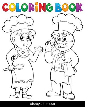 Livre de coloriage chef thème 2 Banque D'Images