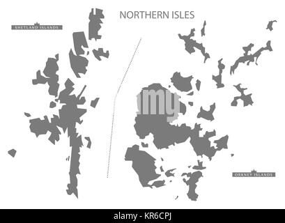 Carte des îles du nord de l'Écosse gray Banque D'Images