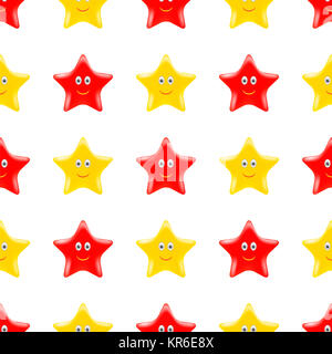 Jaune Rouge Smiling Star Modèle transparent Banque D'Images
