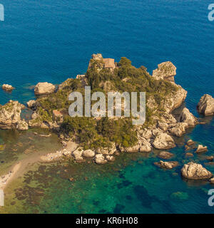 Sicile : Vue aérienne de l'île Isola Bella