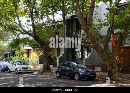 Maisons d'habitation victorienne restaurée dans le quartier de Newtown, Sydney, New South Wales, Australia Banque D'Images