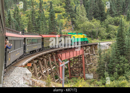 Le chemin de fer White Pass and Yukon Route est un Canadien et Américain railroad reliant le port de Skagway, en Alaska, à Whitehorse, capitale du Yukon, Canada Banque D'Images