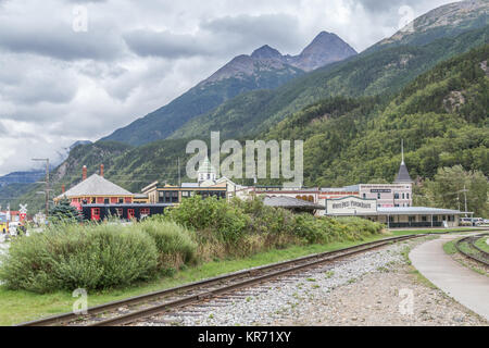 Le chemin de fer White Pass and Yukon Route est un Canadien et Américain railroad reliant le port de Skagway, en Alaska, à Whitehorse, capitale du Yukon, Canada Banque D'Images