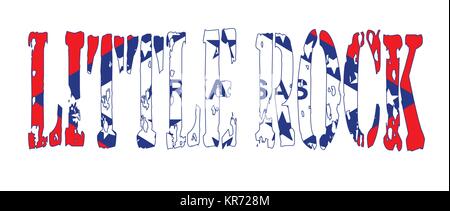 Le drapeau de l'état de l'Arkansas, Usa avec texte Little Rock Illustration de Vecteur
