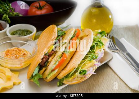 Sandwich panini assortis Banque D'Images
