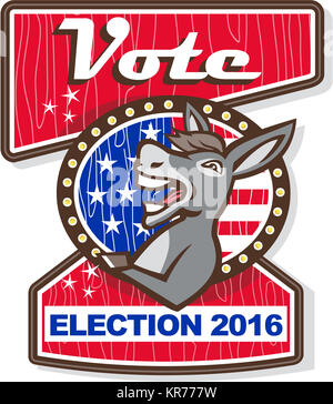 Élection 2016 âne démocrate Vote Mascot Cartoon