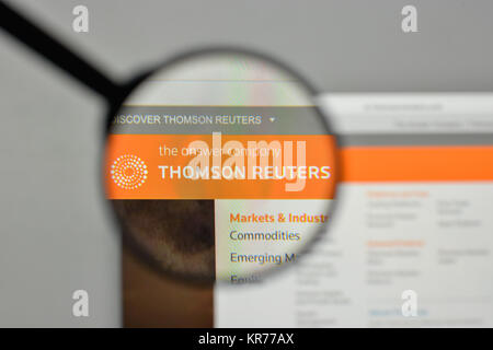 Milan, Italie - 1 novembre, 2017 : Thomson Reuters logo sur la page d'accueil du site. Banque D'Images