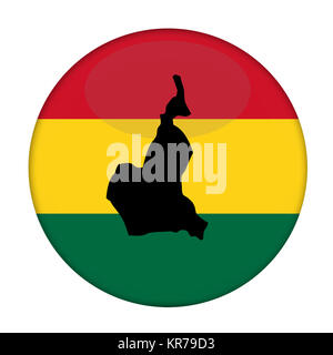 Cameroun carte sur un bouton drapeau Rastafari Banque D'Images