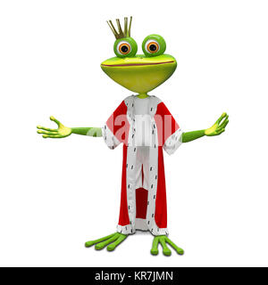 3D Illustration de la princesse grenouille dans le manteau sur un fond blanc Banque D'Images
