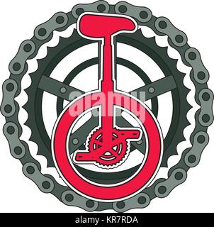 Monocycle course avec la chaîne et du pignon Illustration de Vecteur