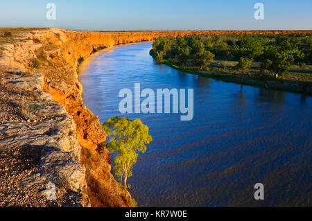 Les falaises de la rivière Murray au coucher du soleil, Big Bend, Murray River, Australie du Sud, Australie Banque D'Images