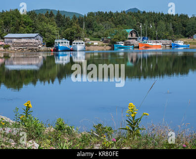 Bateaux de pêche au port, Dingwall, l'île du Cap-Breton, Nouvelle-Écosse, Canada. Banque D'Images