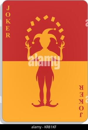 Jeu de carte avec Joker dans design orange et rouge sur fond blanc avec ombre Illustration de Vecteur