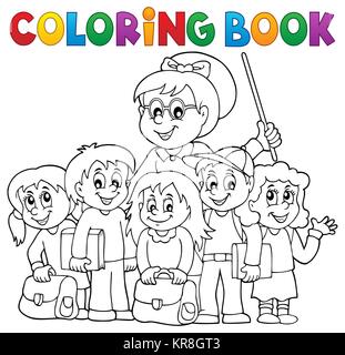 Classe de l'école livre à colorier thème 1 Banque D'Images