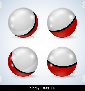 Jeu de boules brillant rouge et blanc Banque D'Images