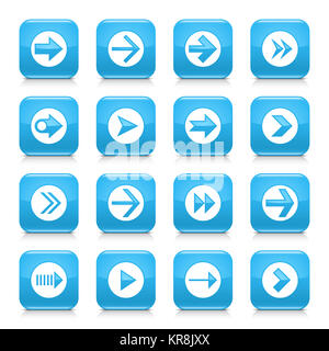 Flèche bleue signer l'icône carré arrondi bouton web Banque D'Images