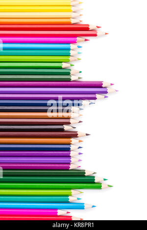 Crayons de couleur avec l'espace blanc sur le côté droit Banque D'Images