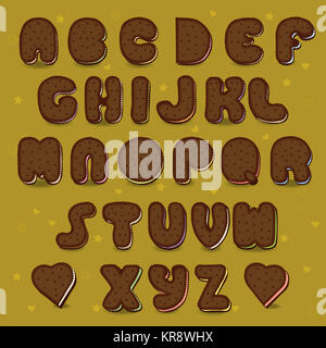 Les cookies au chocolat Alphabet. Style Vintage Banque D'Images