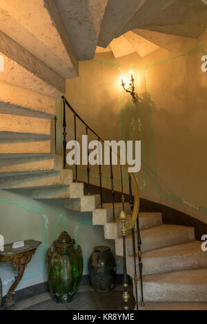 Tailler l'escalier en spirale de corail au musée Vizcaya, Floride Banque D'Images